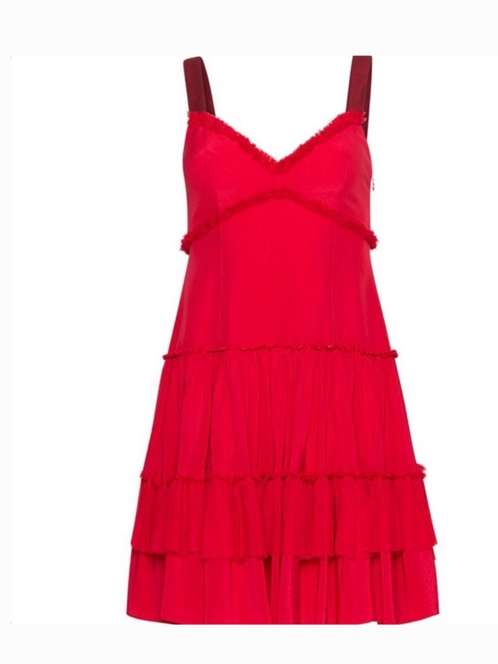 cinq a sept Red Tiered Mini Dress Silk